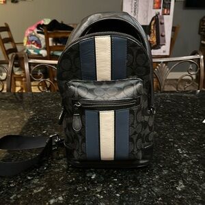 Coach Mens West Pack In Signature Canvas With Varsity Stripe